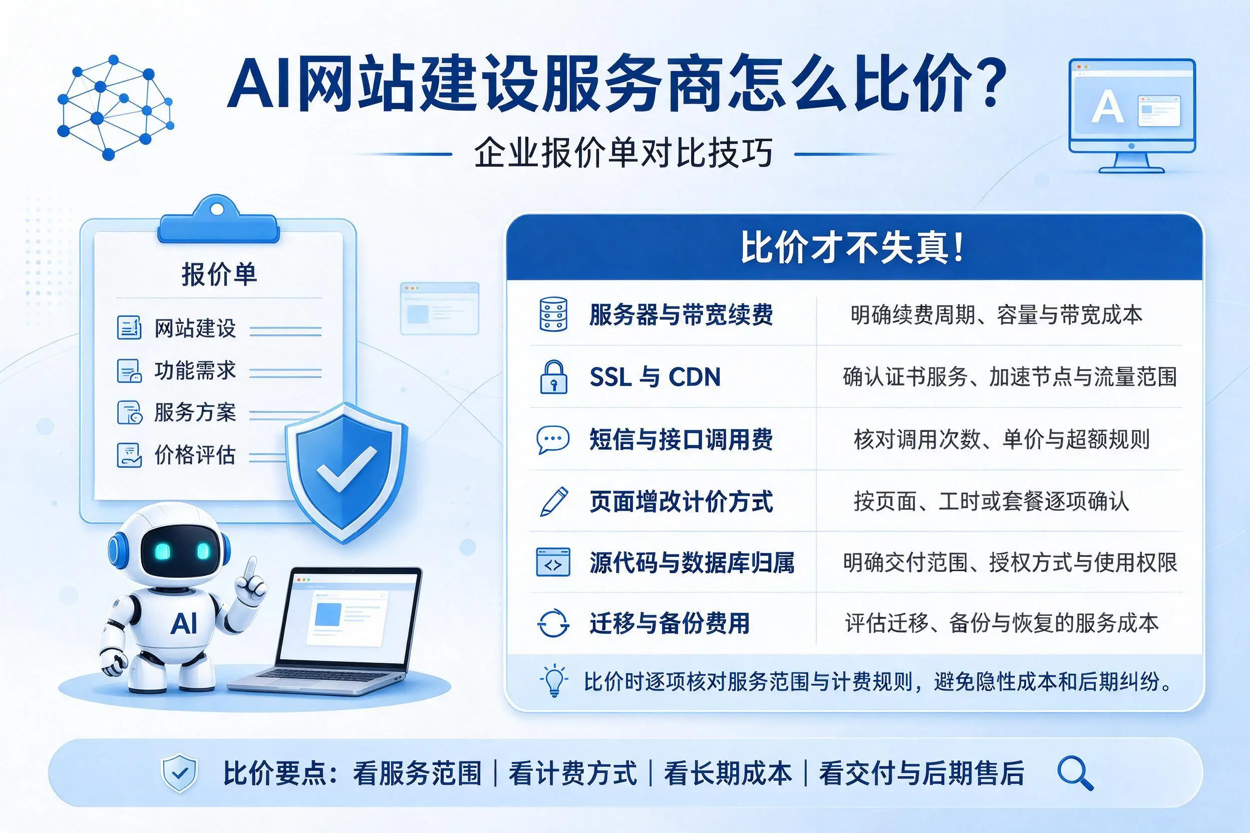 AI网站建设服务商怎么比价？营口企业报价单对比技巧