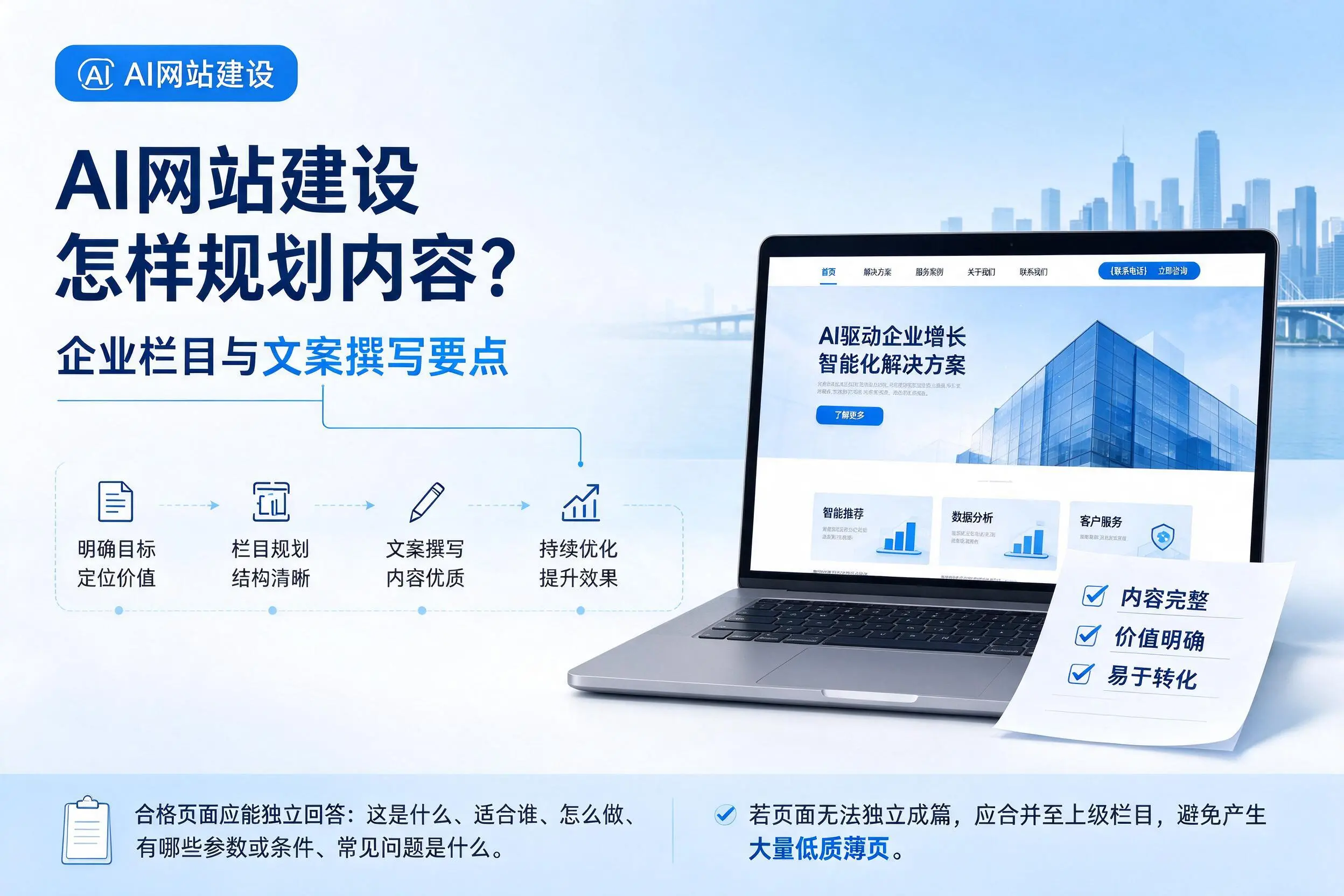AI网站建设怎样规划内容?营口企业栏目与文案撰写要点